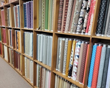 Shelves of Civil War era fabric