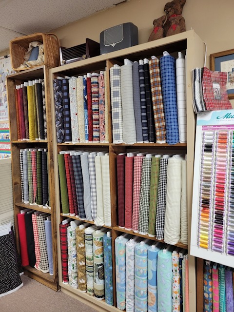 Shelves of flannel fabrics