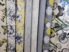 Timless Treasure gray and yellow fabric collection